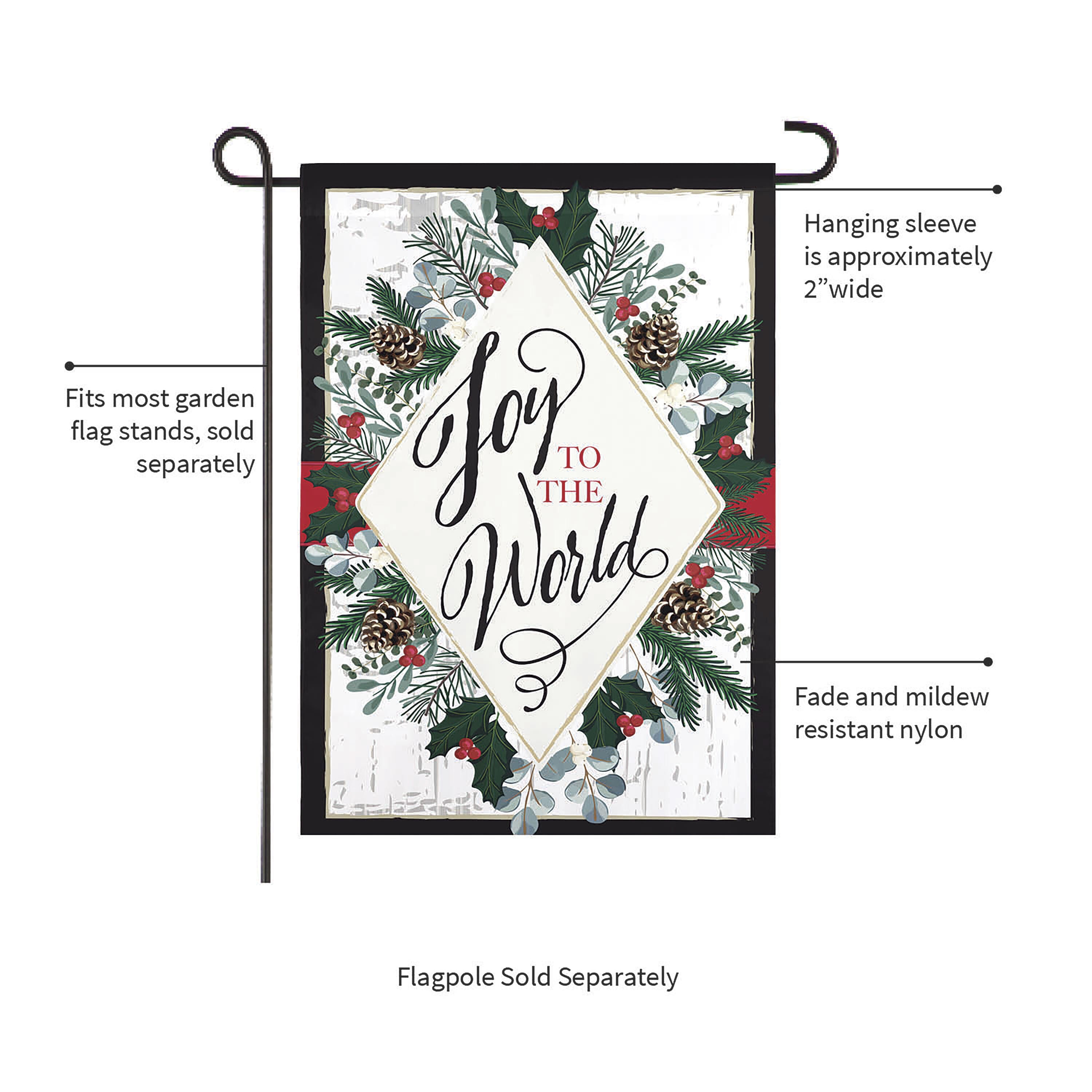 Joy to the World Applique Garden Flag