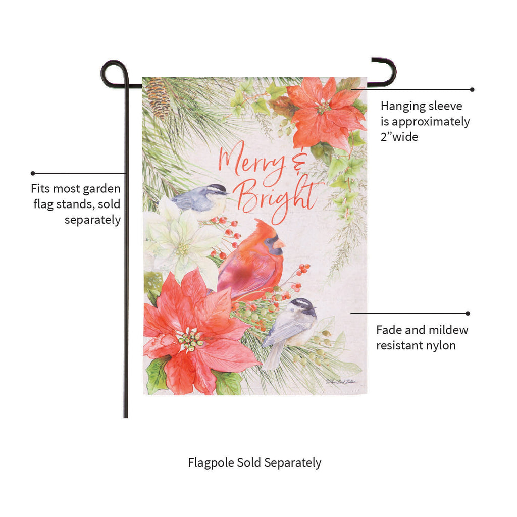 Merry and Bright Cardinal Suede Garden Flag