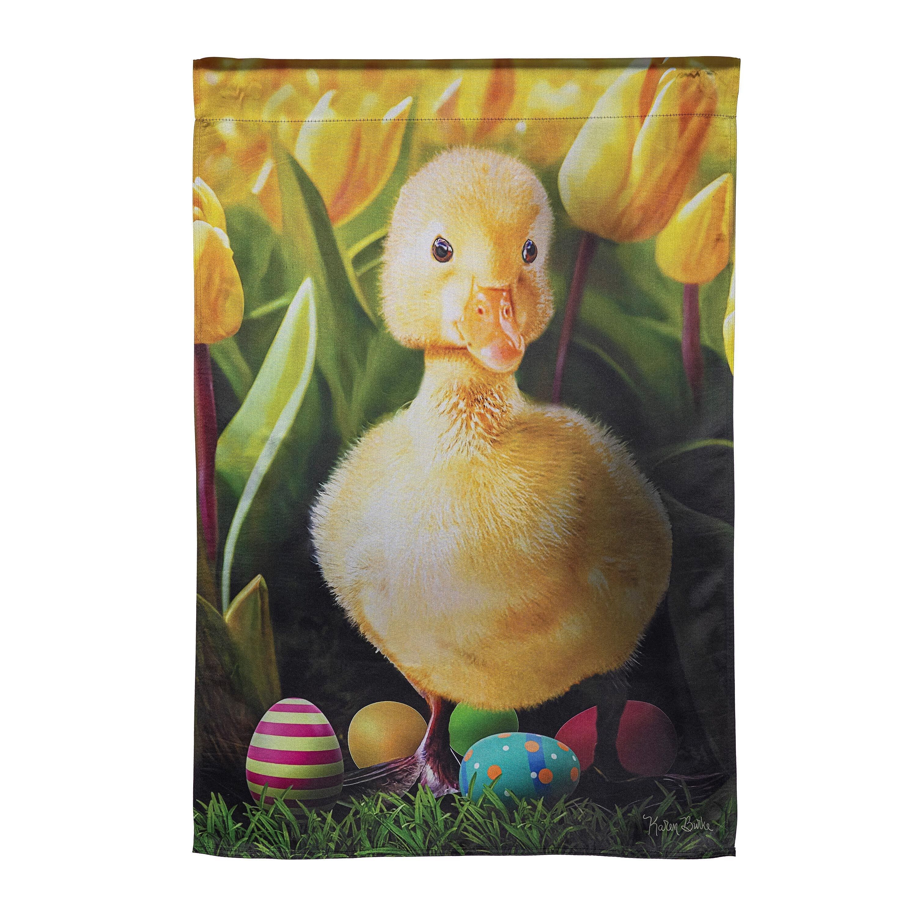 Duckling and Tulips Lustre House Flag