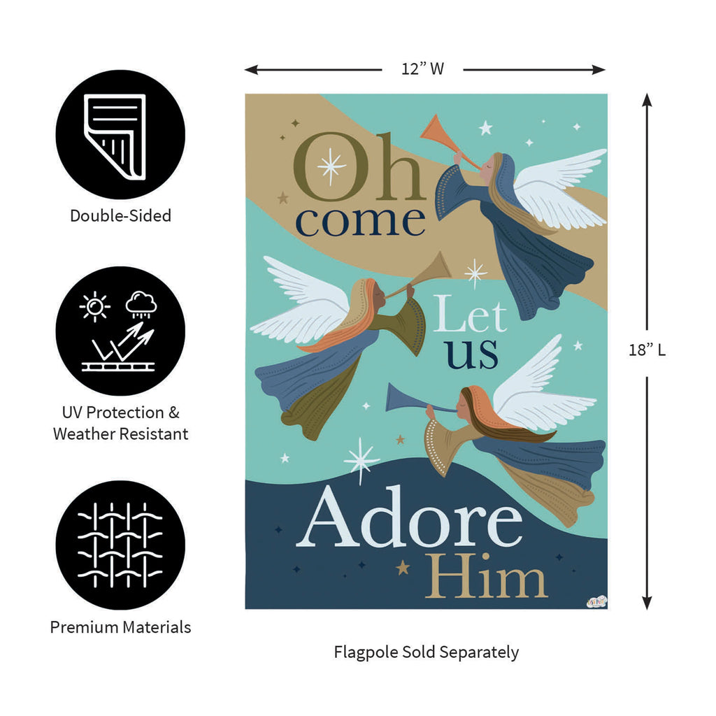 Oh Come Let Us Adore Him Suede Garden Flag