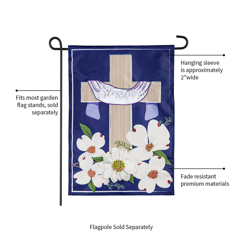 Dogwood Blessings Garden Applique Flag