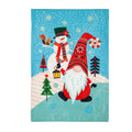 Gnome Snowman Applique Garden Flag
