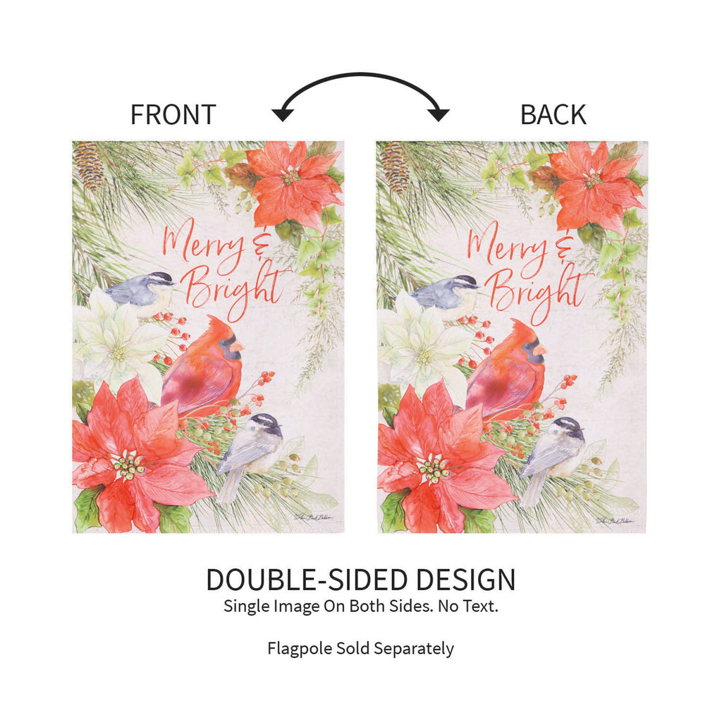 Merry and Bright Cardinal Suede Garden Flag