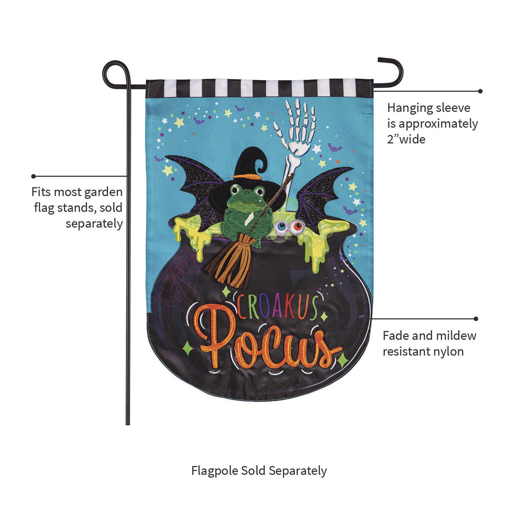 Croakus Pocus Applique Garden Flag