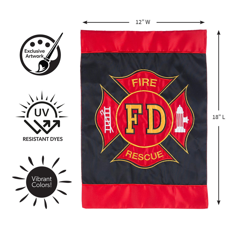 Fire Department Garden Applique Flag