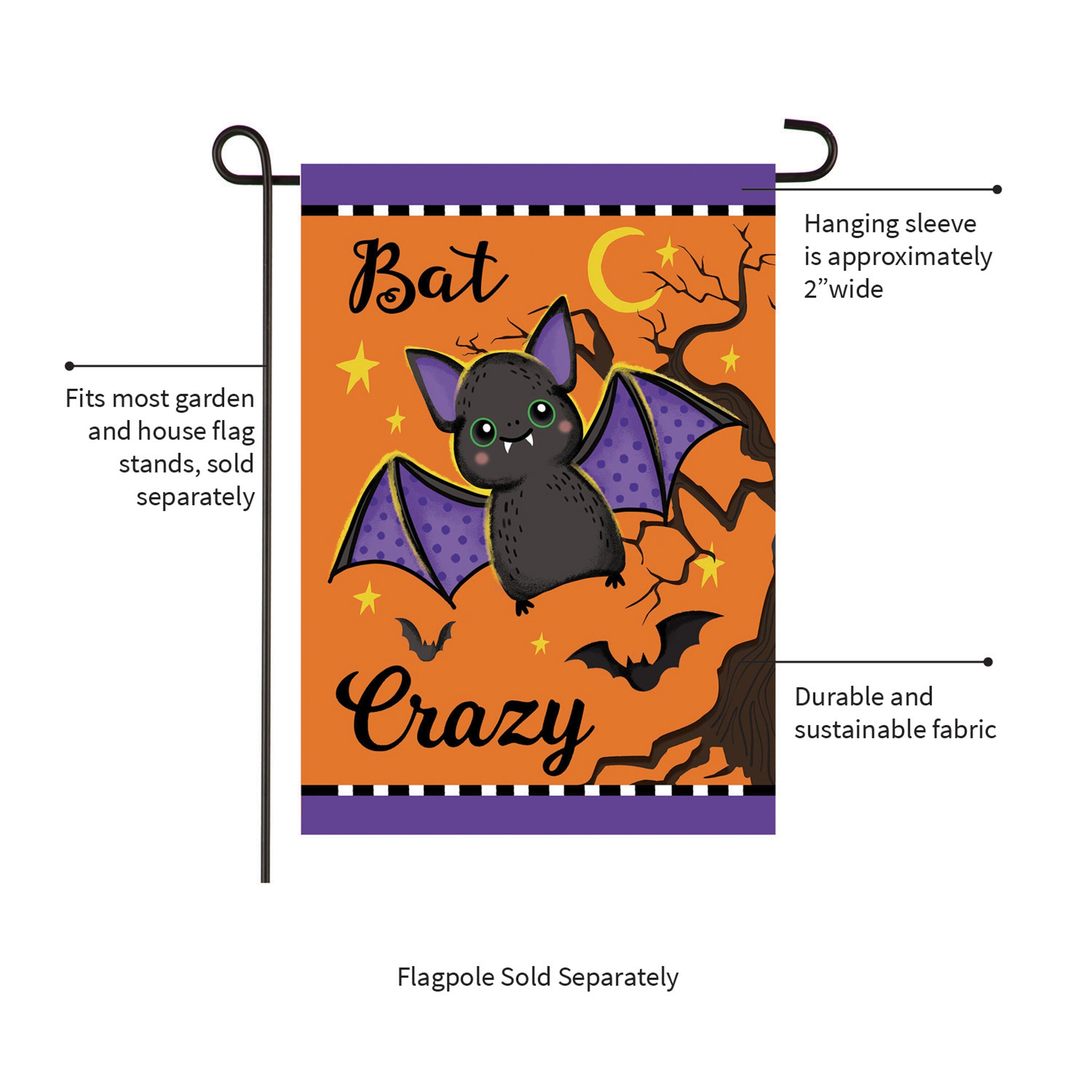 Gone Batty Applique Garden Flag
