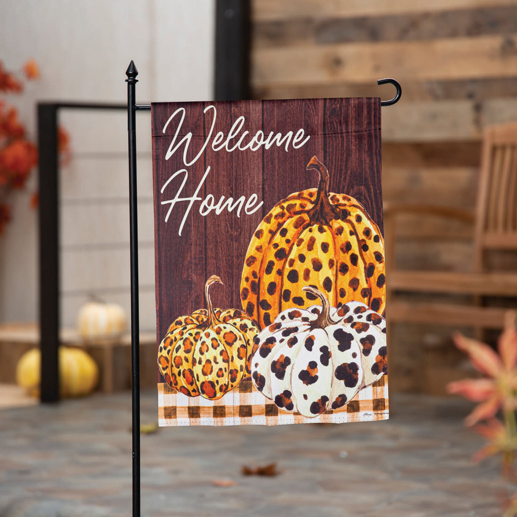 Boho Brown Pumpkins Garden Suede Flag