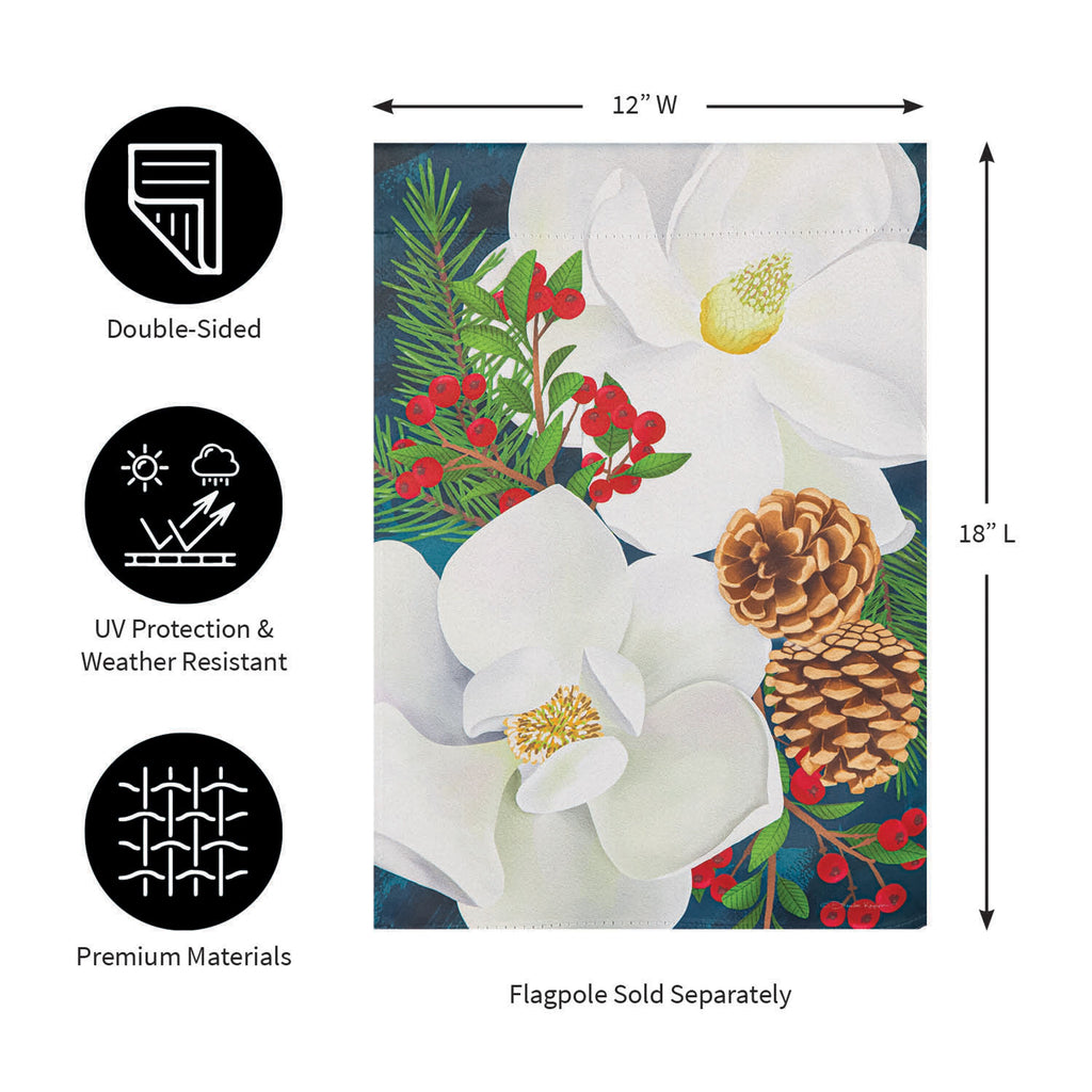 Holiday Magnolia Arrangement Suede Garden Flag