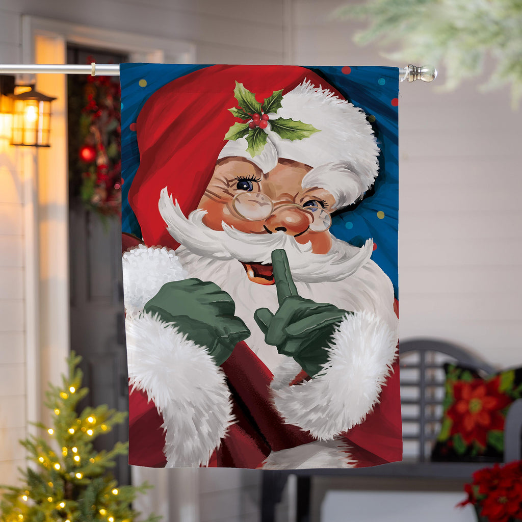 Traditional Santa Portrait Burlap House Flag