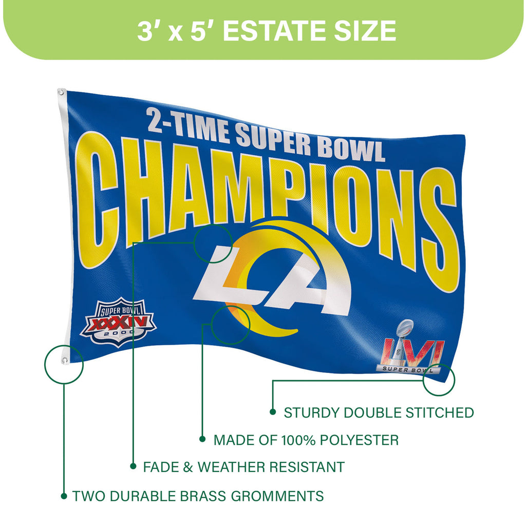 LA Rams, Super Bowl 2X Superbowl Champions, Football, 3x5 Flag