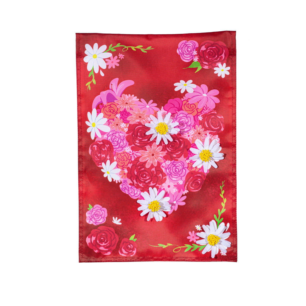 Heart A Flutter Floral Applique Garden Flag