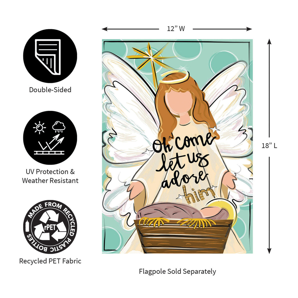 Oh Come Let Us Adore Him Applique Garden Flag