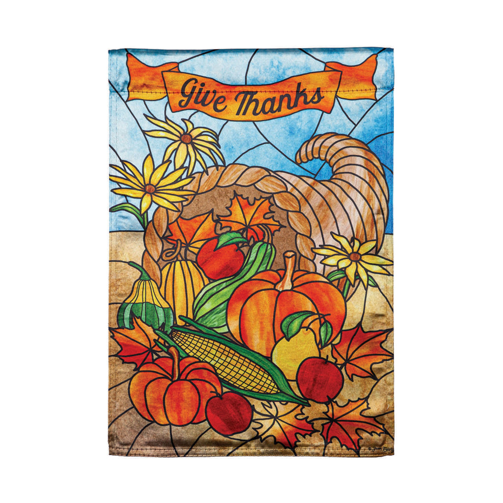 Stained Glass Cornucopia Garden Lustre Flag