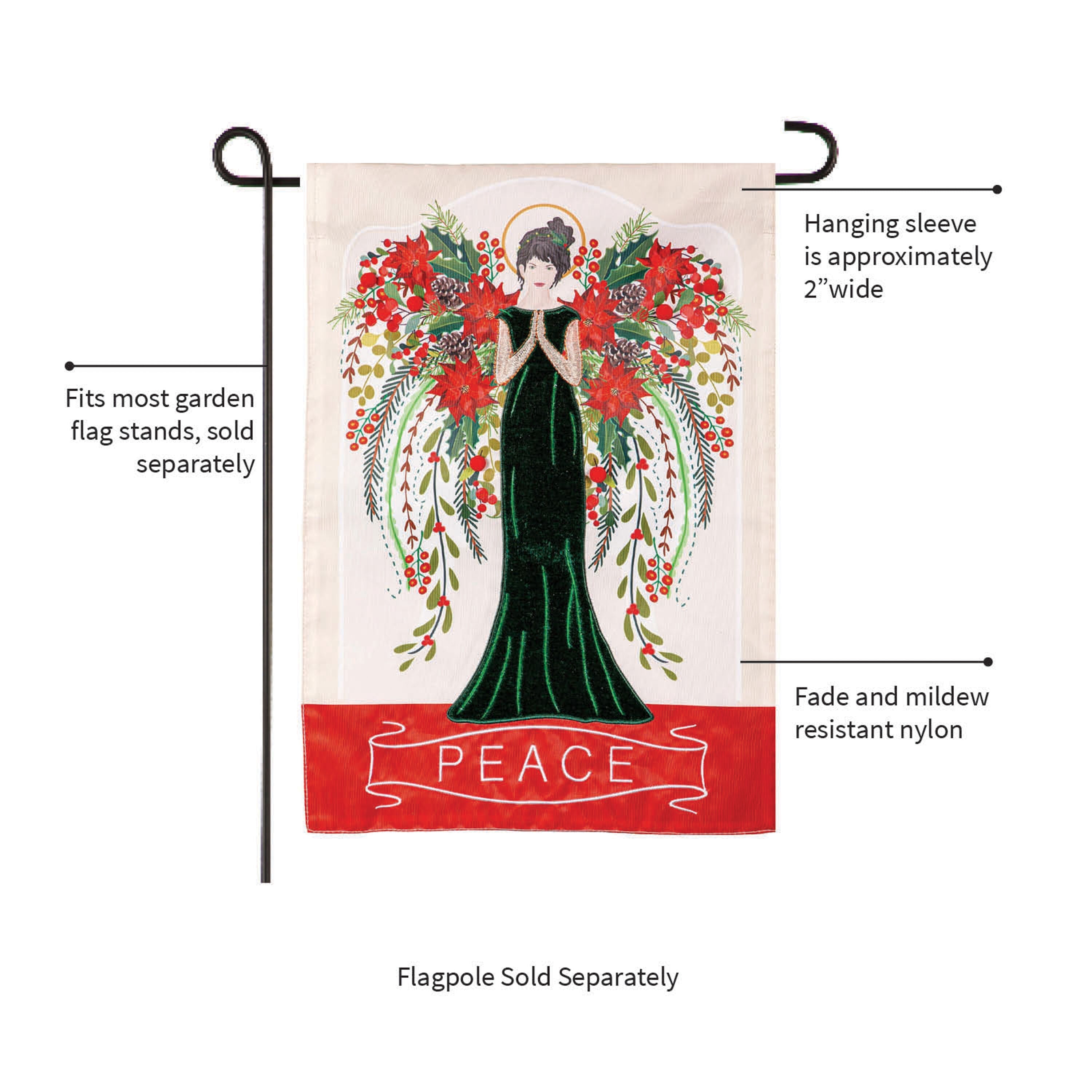 Floral Angel Applique Garden Flag
