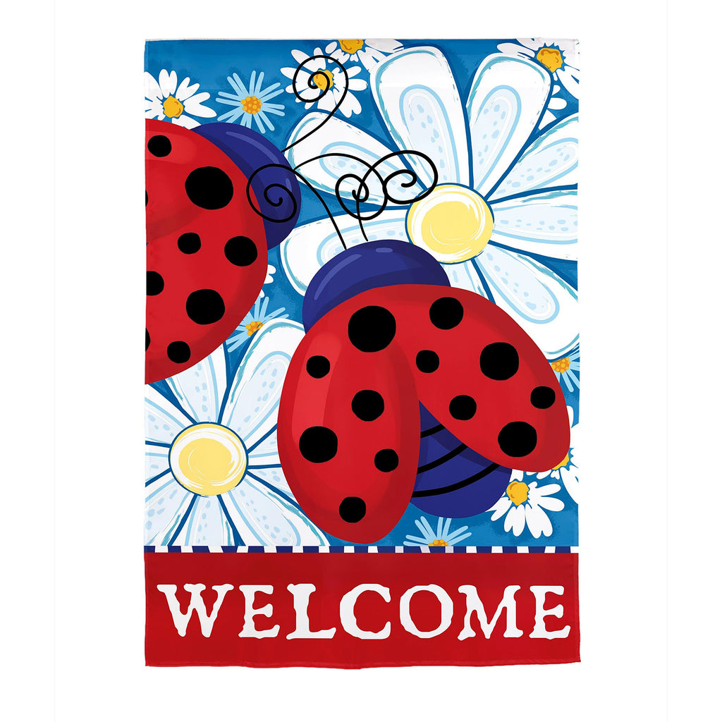 Patriotic Ladybugs Applique House Flag