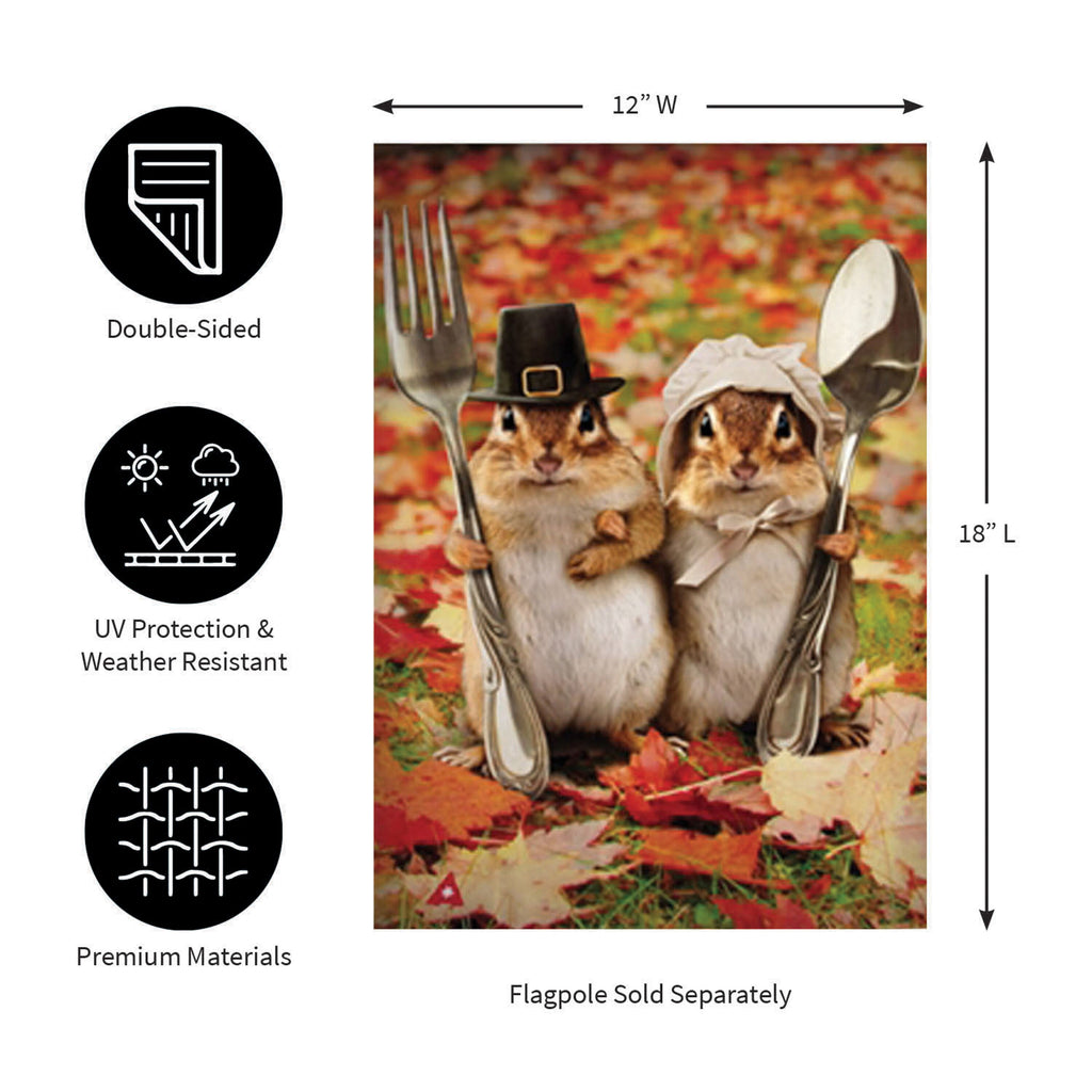 Thanksgiving Gothic Chipmunks Garden Satin Flag