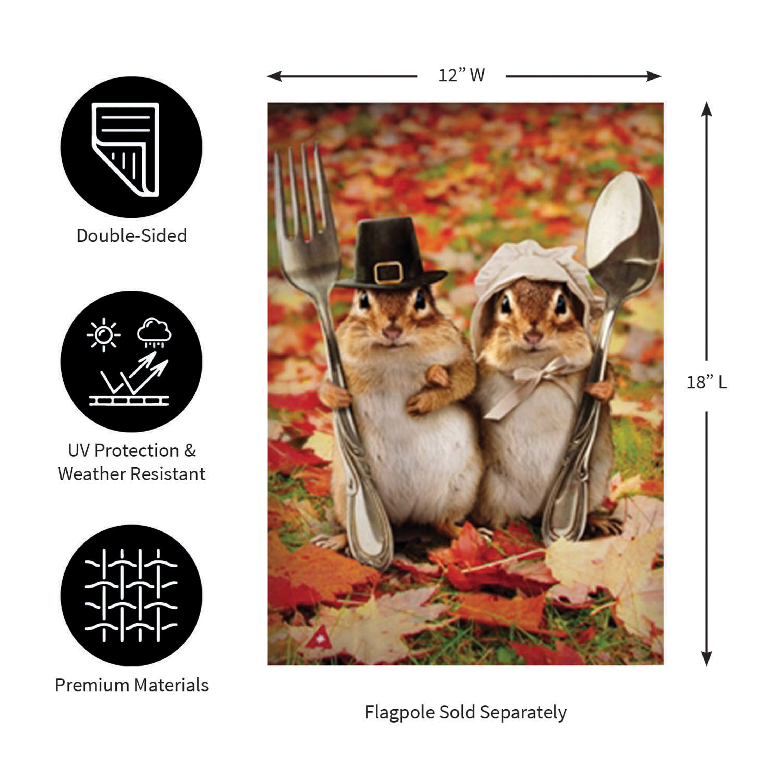 Thanksgiving Gothic Chipmunks Garden Satin Flag