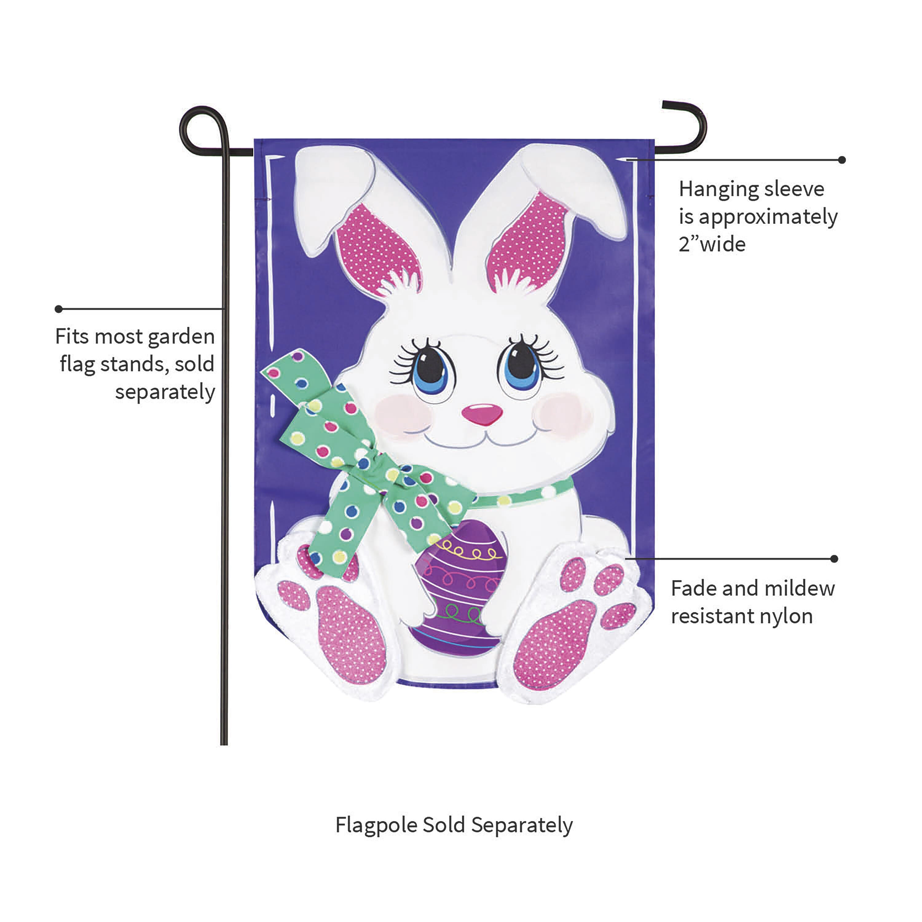 Easter Bunny Applique Garden Flag