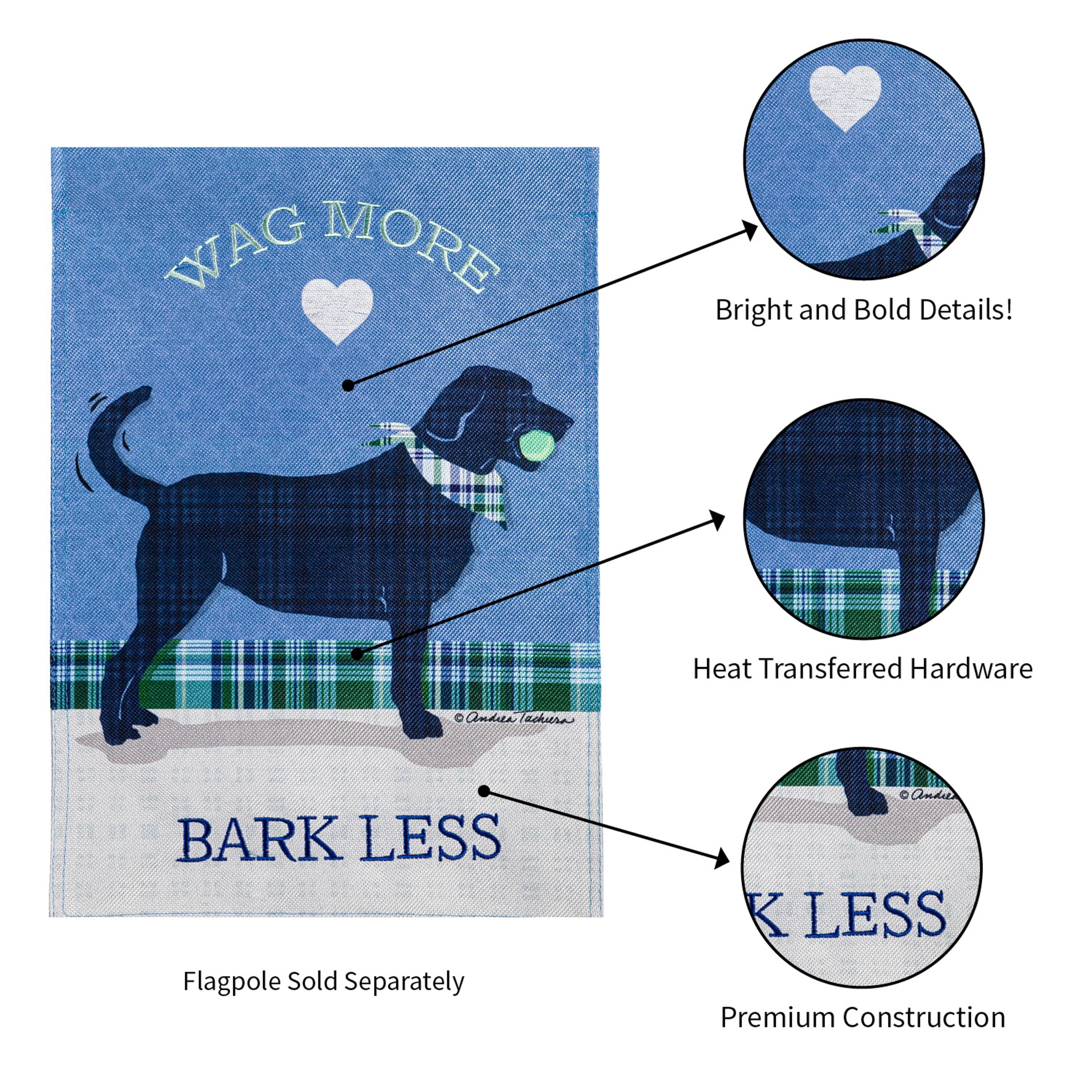 Wag More, Bark Less Garden Burlap Flag