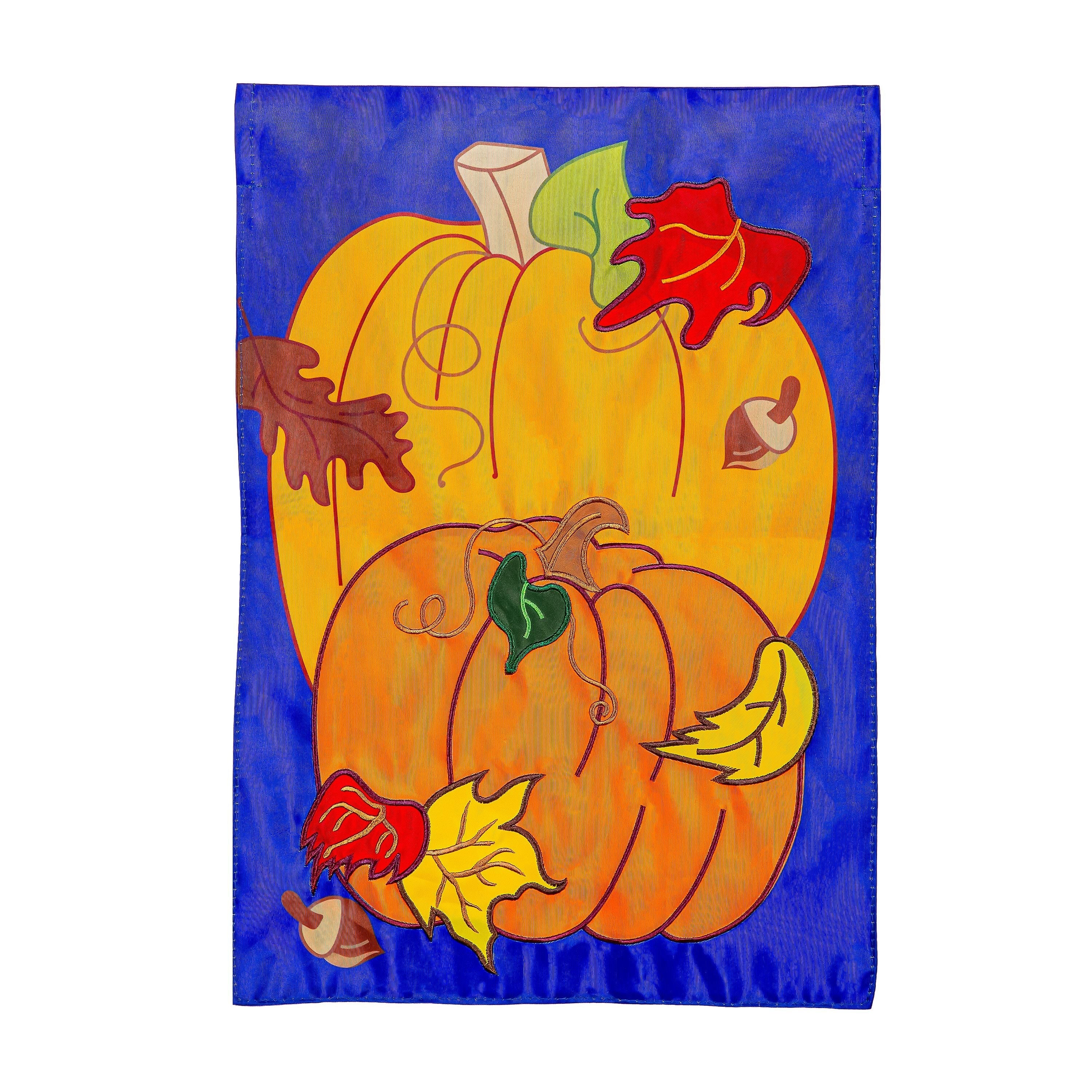 Pumpkin Applique Garden Flag