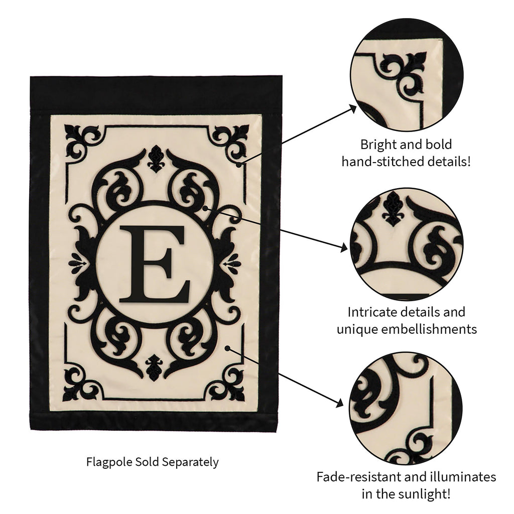 Cambridge Monogram Garden Applique Flag, Letter E