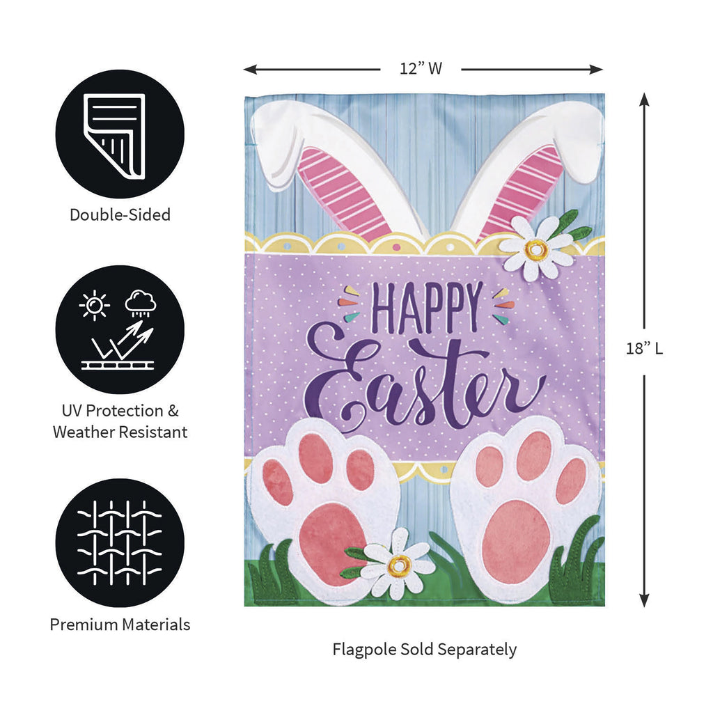 Happy Easter Bunny Applique Garden Flag
