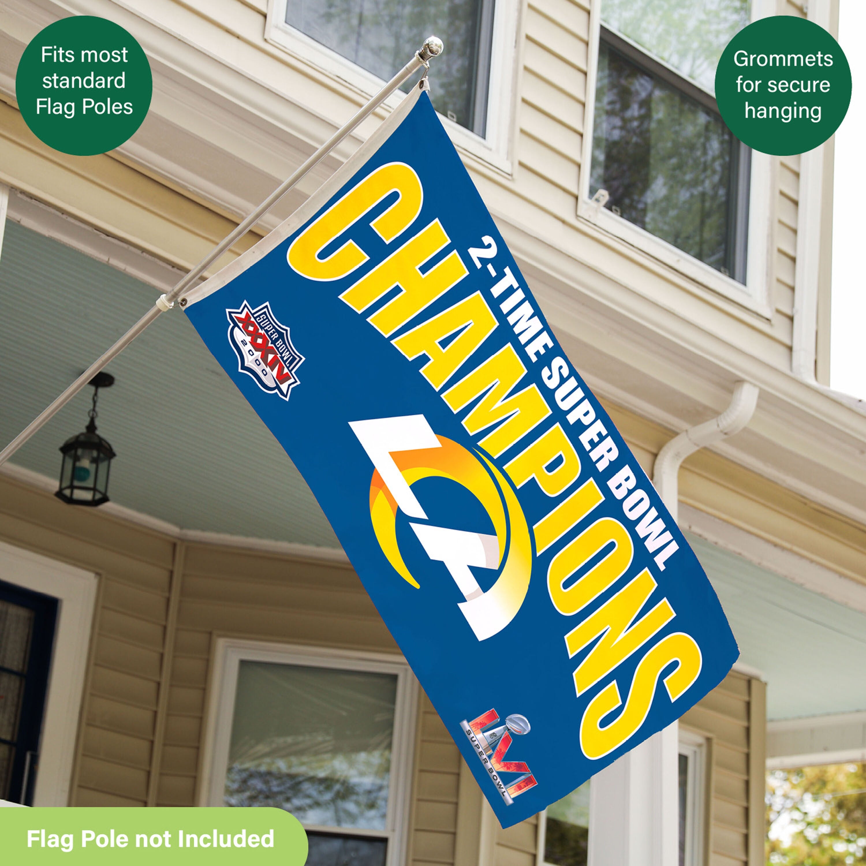 LA Rams, Super Bowl 2X Superbowl Champions, Football, 3x5 Flag