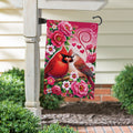 Cardinal Lovers Suede Garden Flag