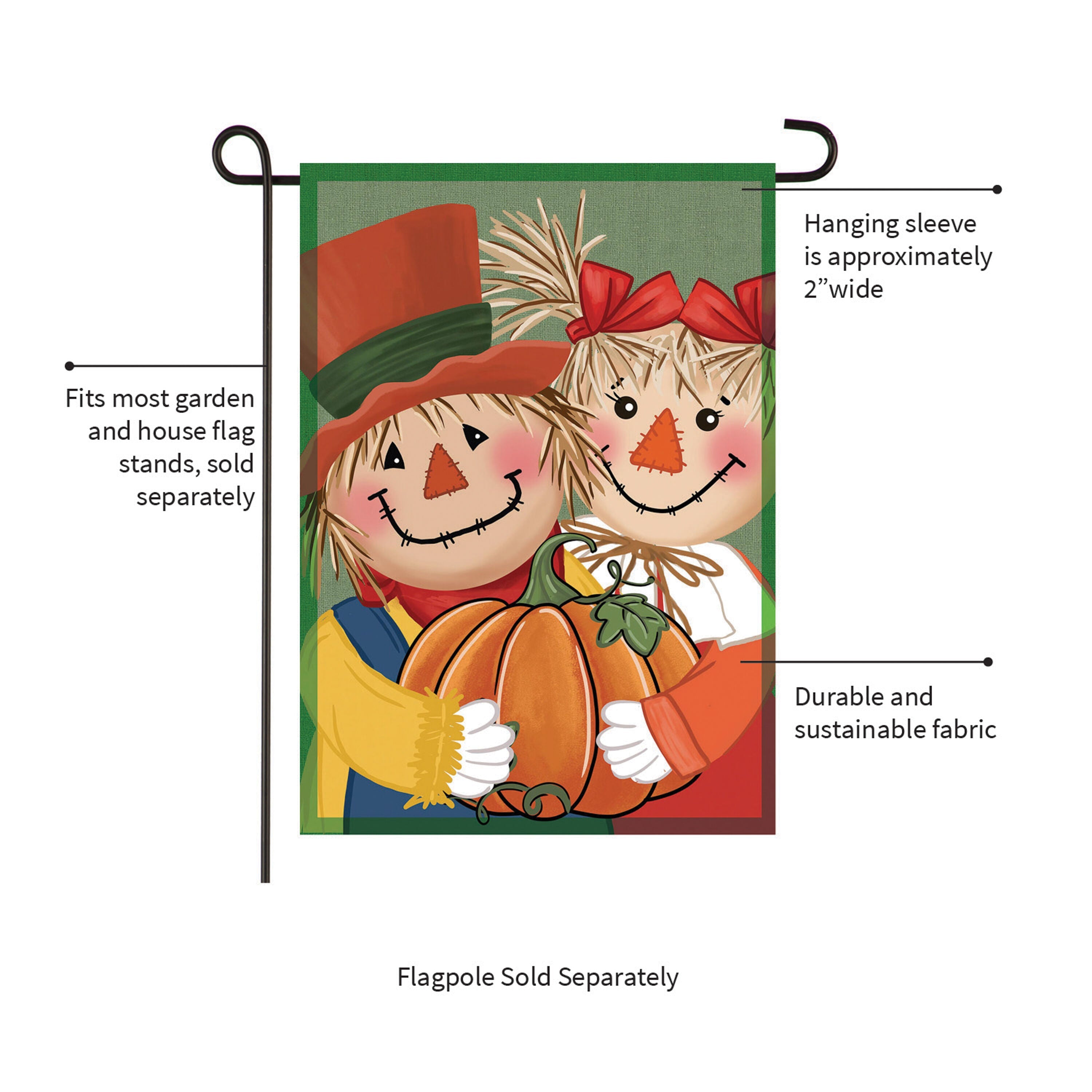 Couple Of Scarecrows Applique Garden Flag
