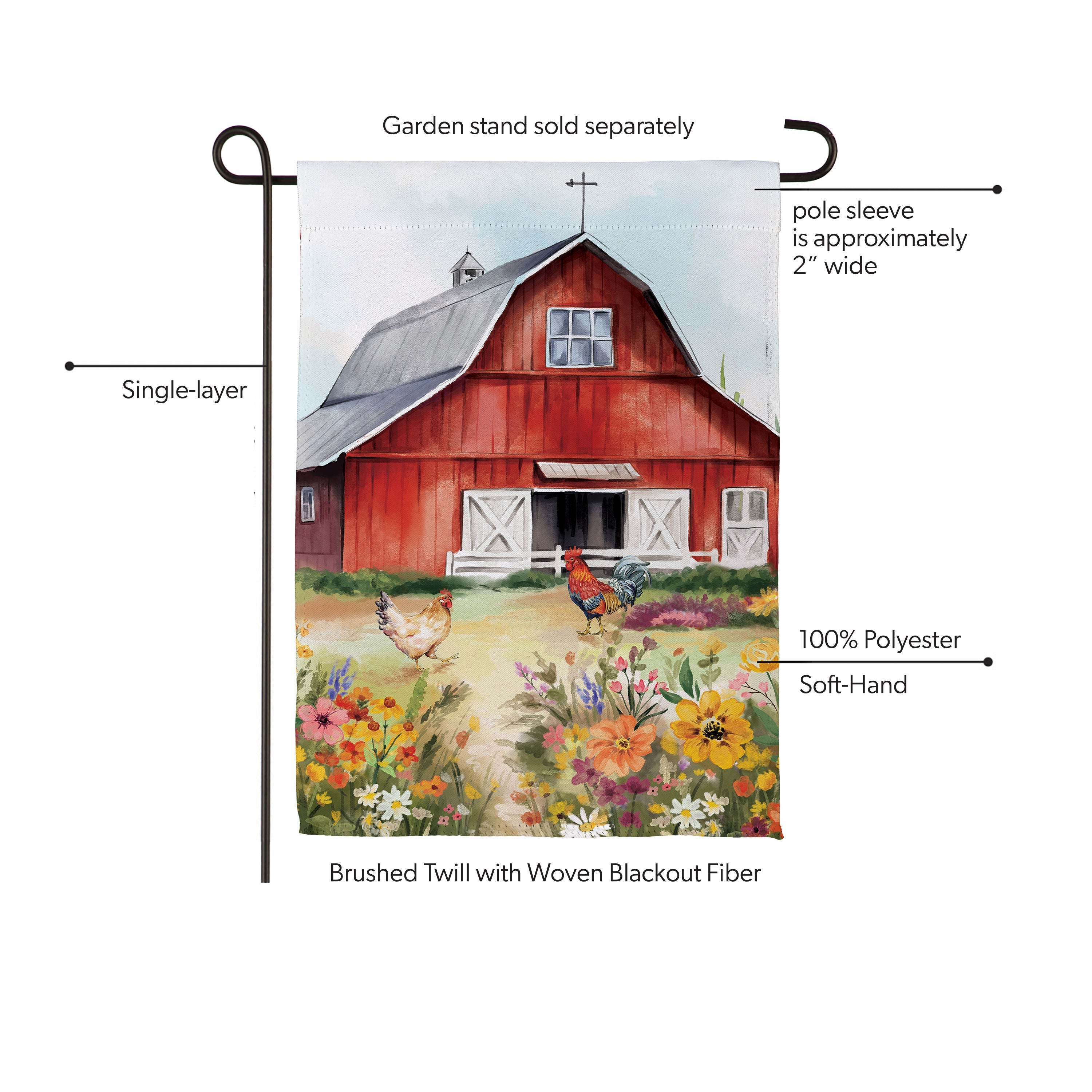 Hillside Pasture Barn Suede Garden Flag