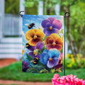 Pansies & Bees Suede Garden Flag