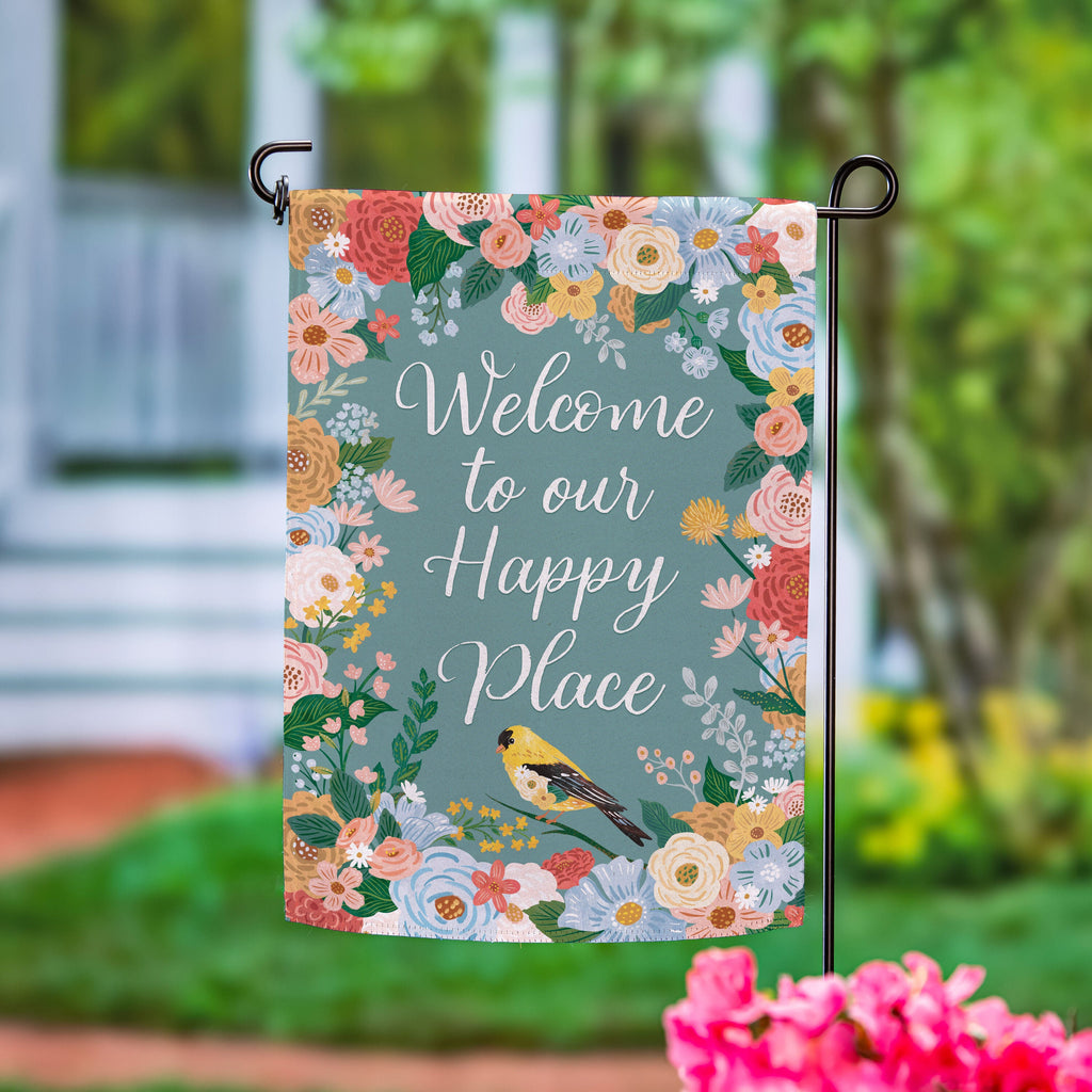 Cottage Garden Sentimental Suede Garden Flag