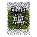 Black & White Bow Topiary Burlap House Flag