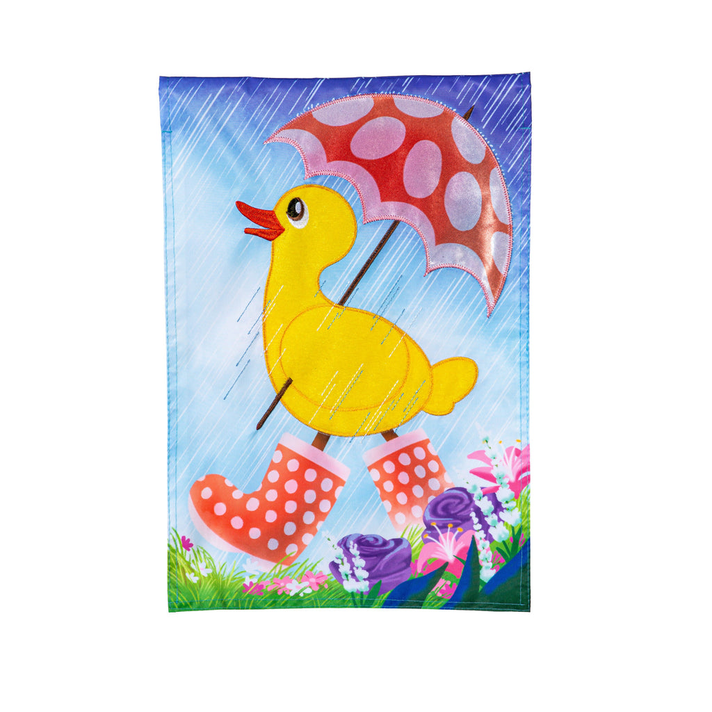 Spring Duckling Applique Garden Flag