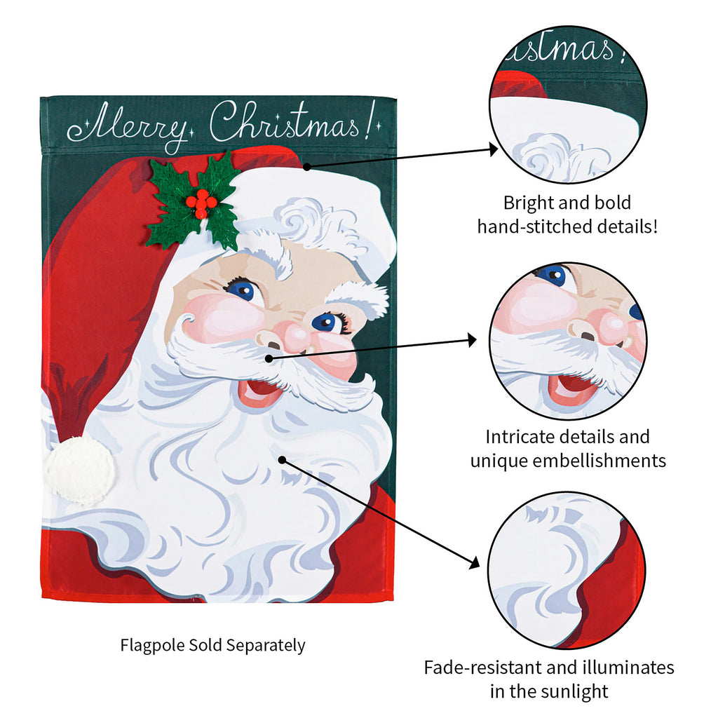 Vintage Santa House Applique Flag