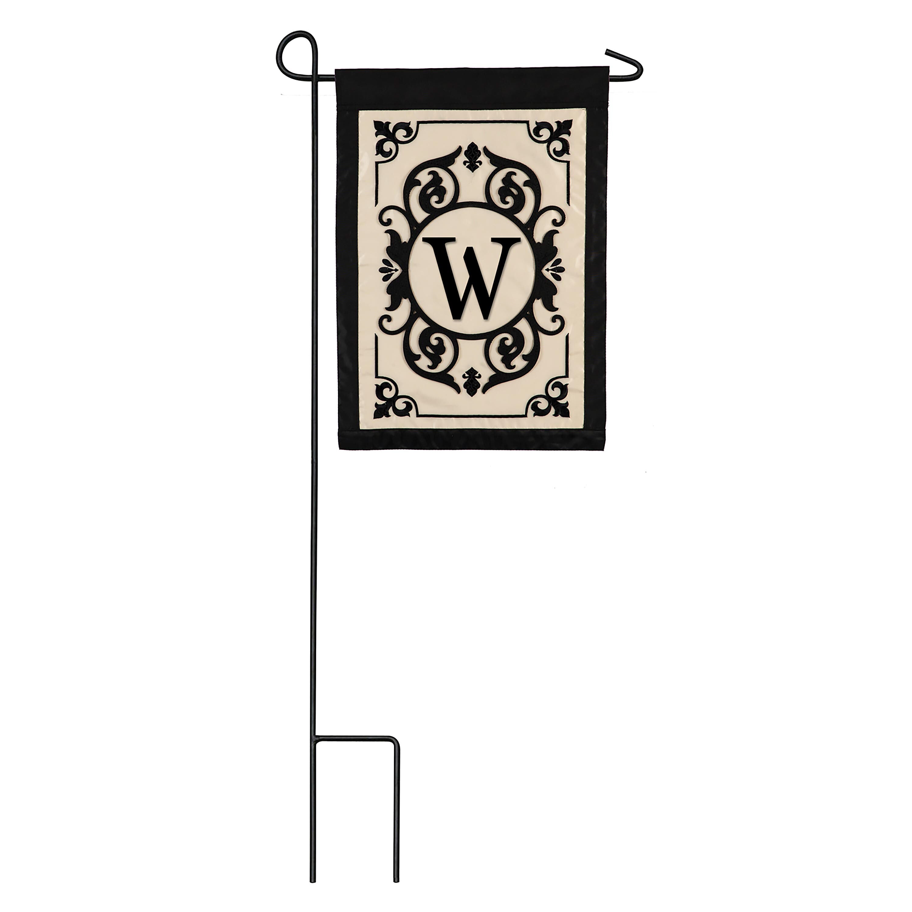 Cambridge Monogram Garden Applique Flag, Letter W