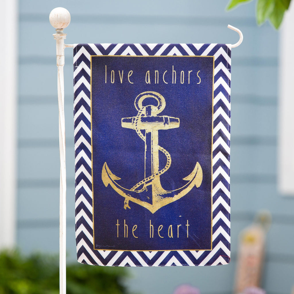 Anchor & Gold Reversible Burlap Garden flag