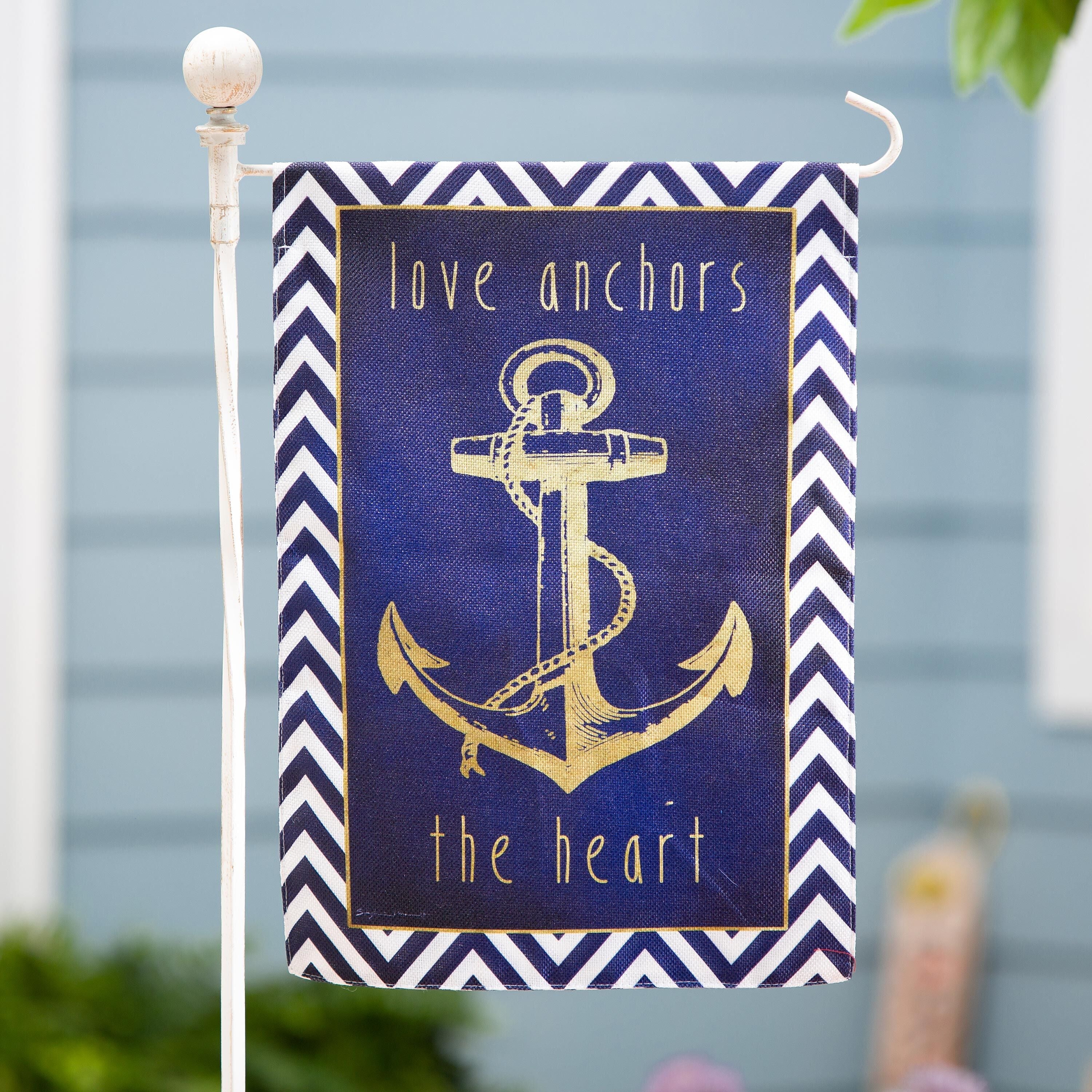 Anchor & Gold Reversible Burlap Garden flag