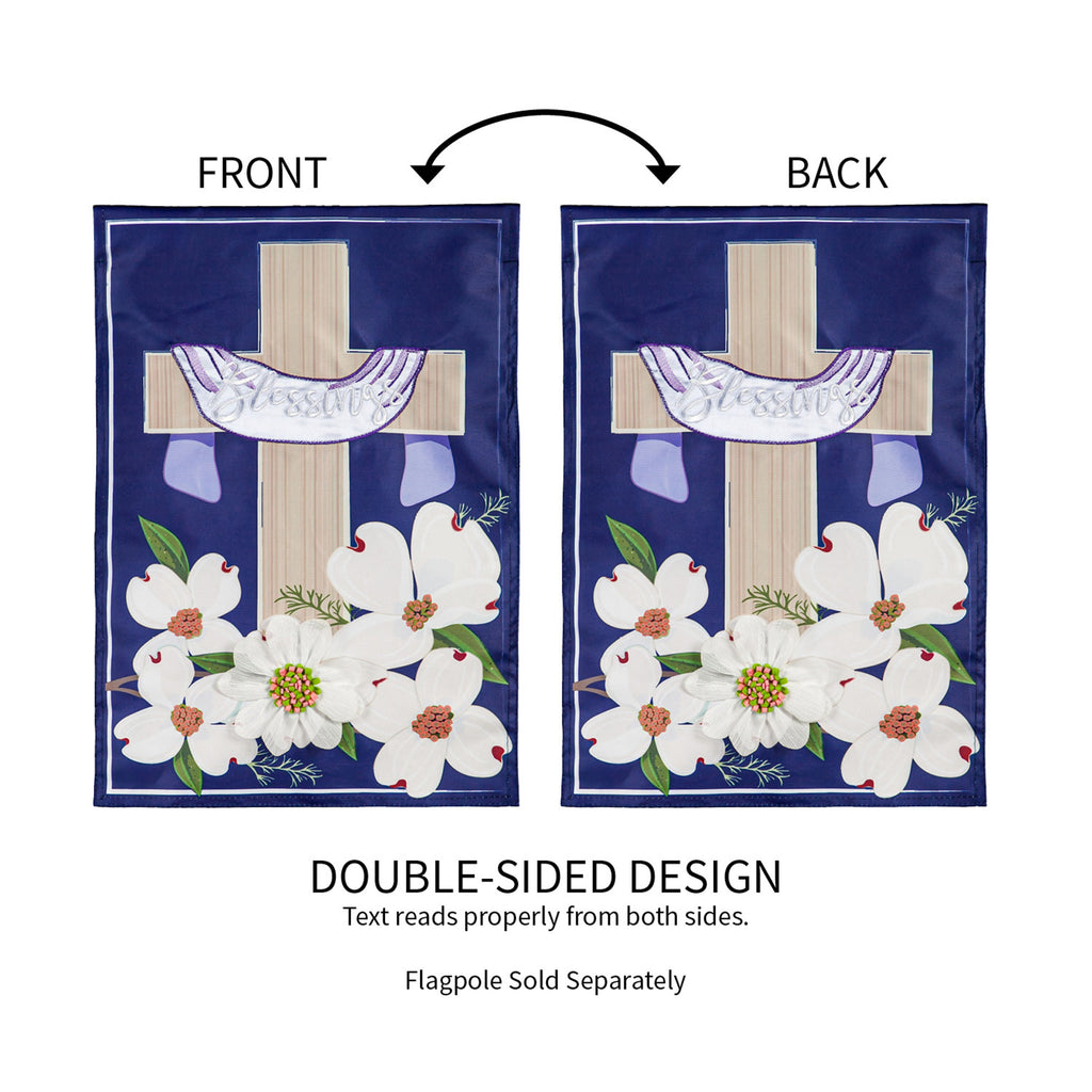 Dogwood Blessings Garden Applique Flag