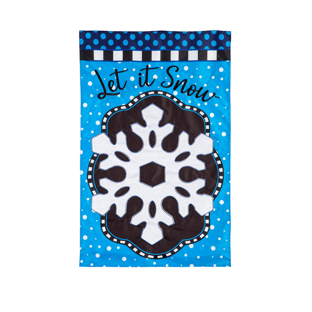 Patterned Snowflake Applique House Flag