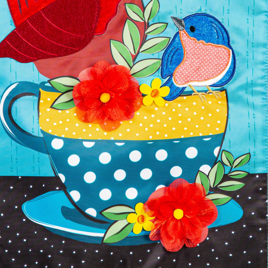 Songbirds Welcome Applique Garden Flag