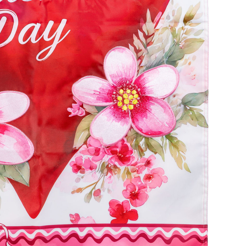 Happy Valentine’s Day Heart Applique House Flag