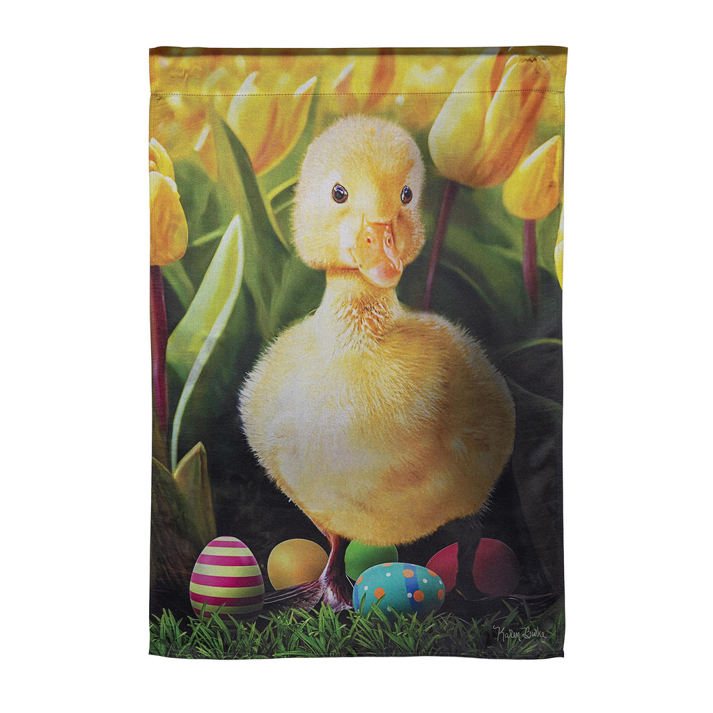 Duckling and Tulips Lustre House Flag