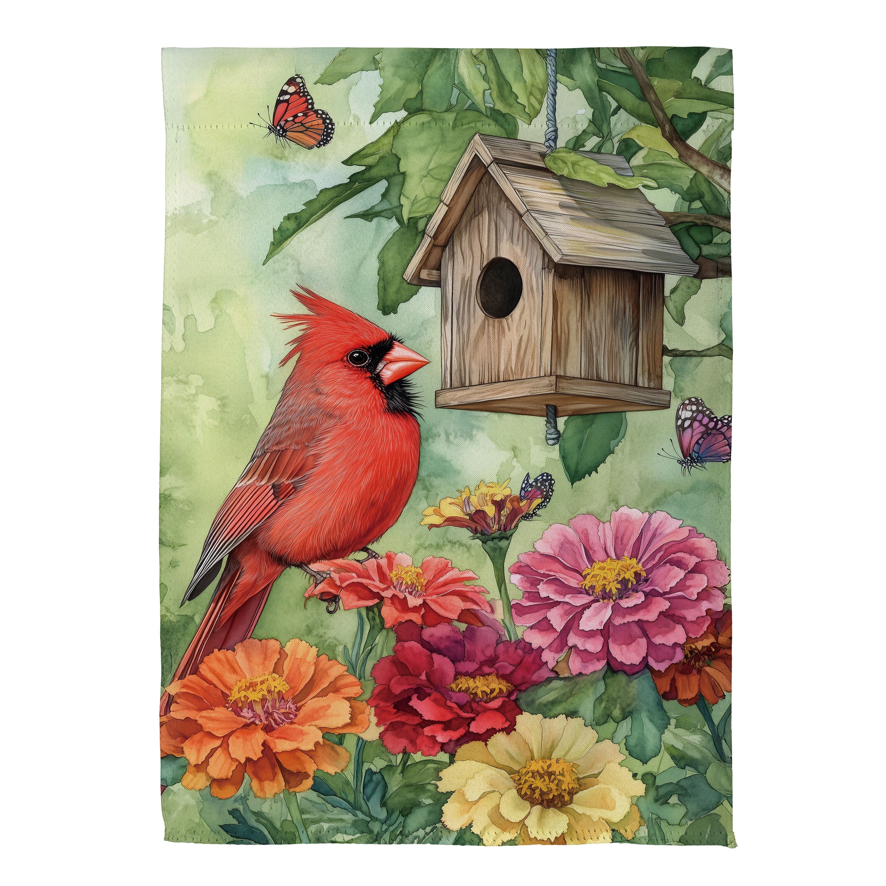 Spring Cardinal Time Suede Garden Flag