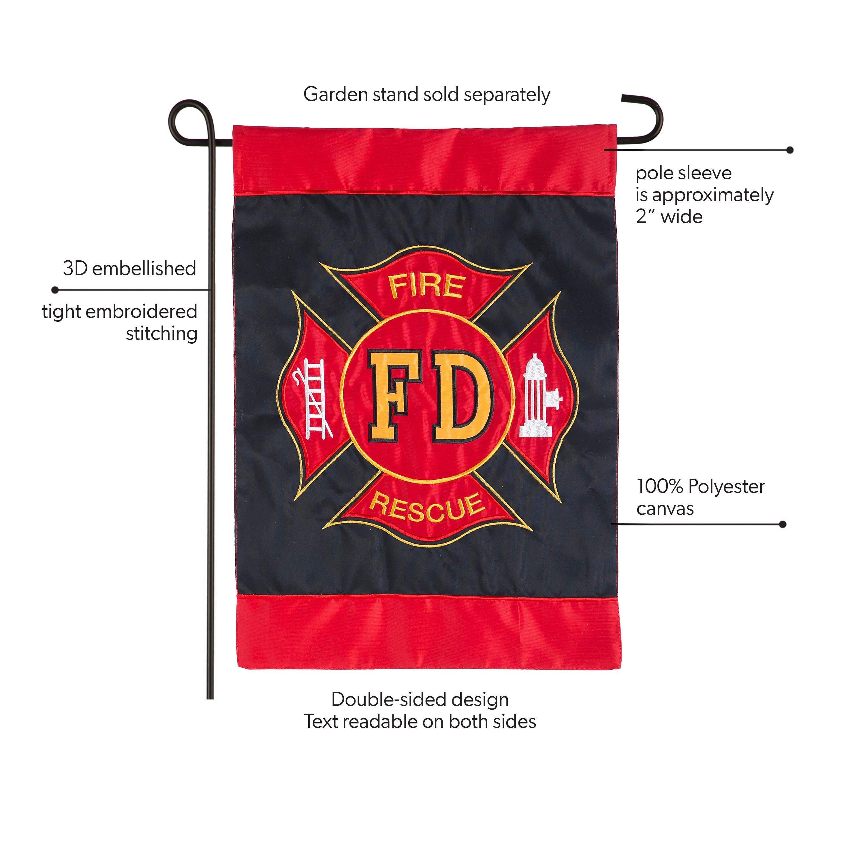 Fire Department Garden Applique Flag