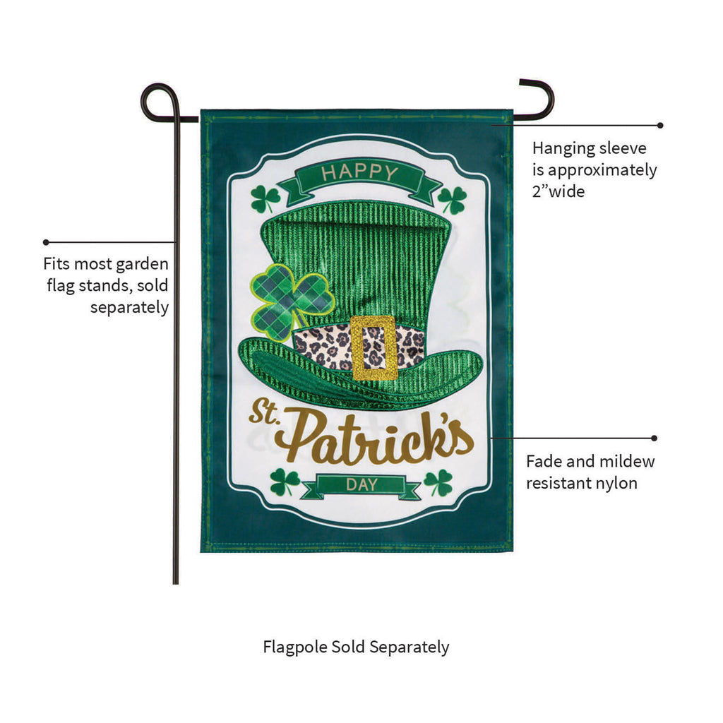 St. Patrick's Day Top Hat Applique Garden Flag
