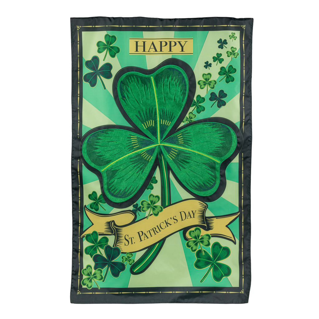 St Patrick's Day Shamrock Applique House Flag