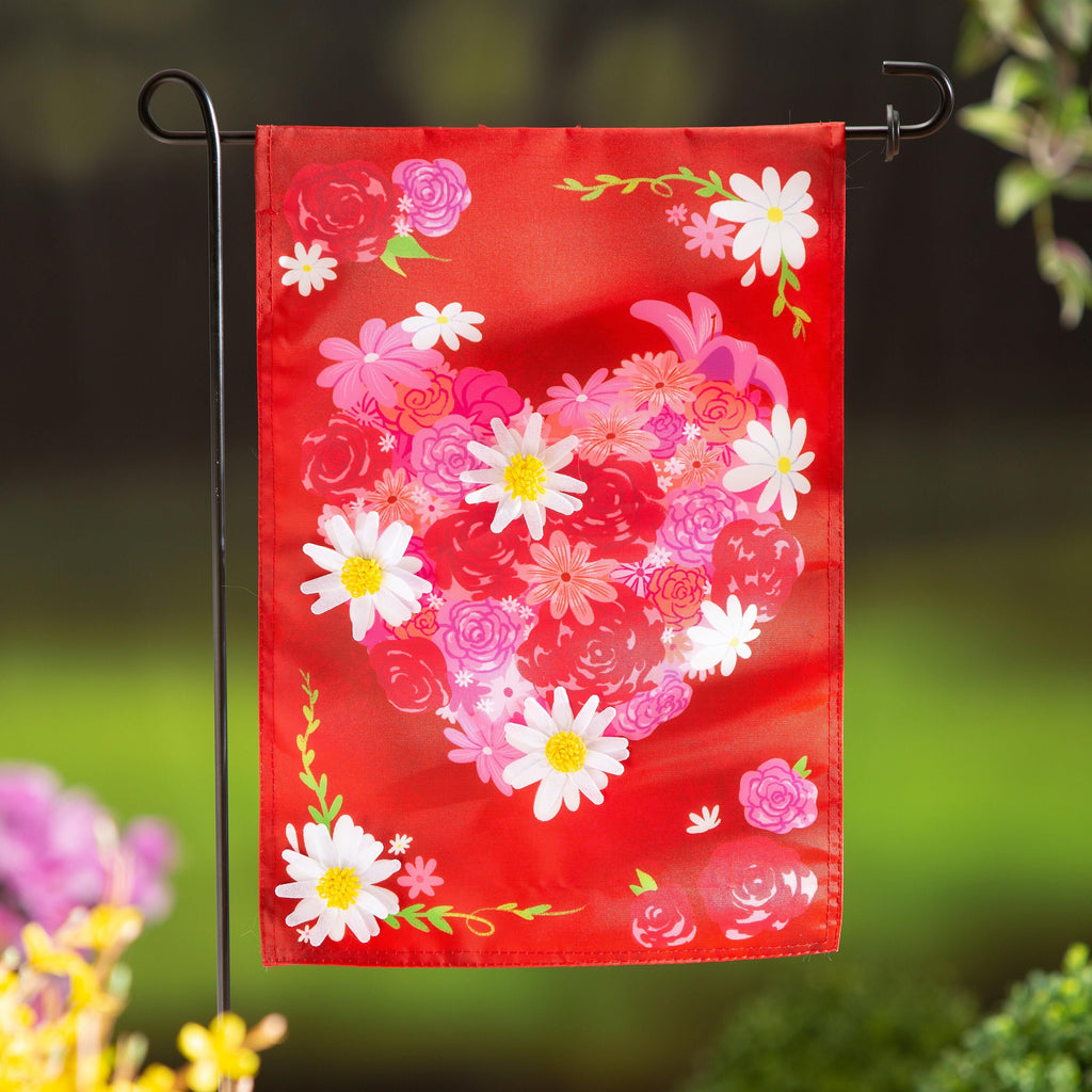 Heart A Flutter Floral Applique Garden Flag