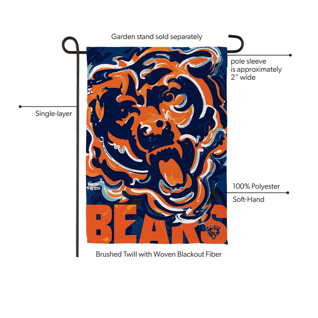 Chicago Bears Justin Patten Logo Suede Garden Flag