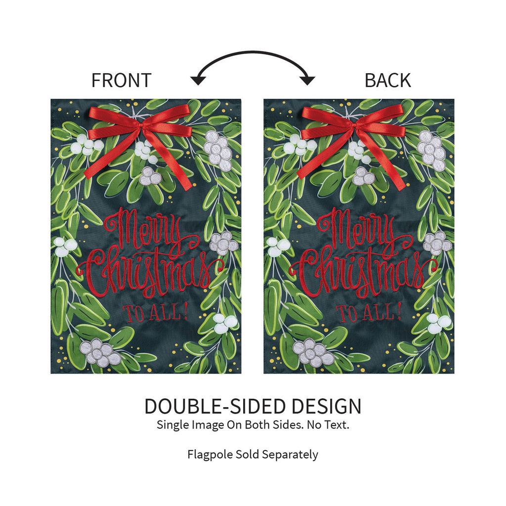 Merry Christmas Mistletoe Applique Garden Flag